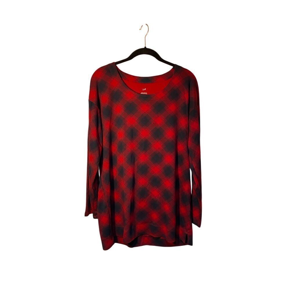 J Jill women’s Buffalo plaid print, long sleeve tunic tops, size small